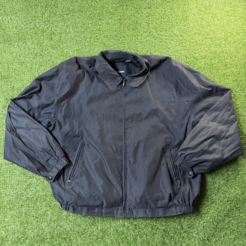 Vtg 90s St. John's Bay Full Zip Bomber Jacket Adult XXL Black Collared